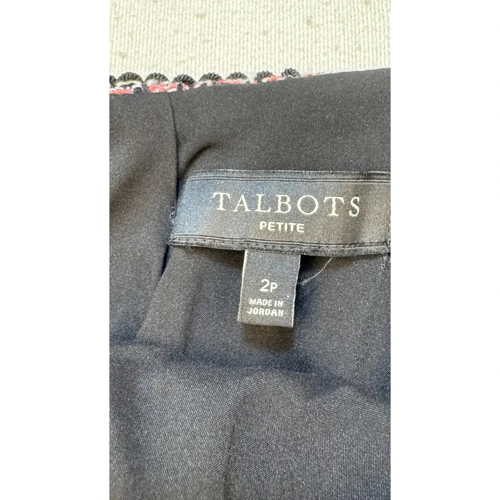 Talbots Skirt Womens 2P Black Multi Tweed Pencil Cotton Blend‎ Trim